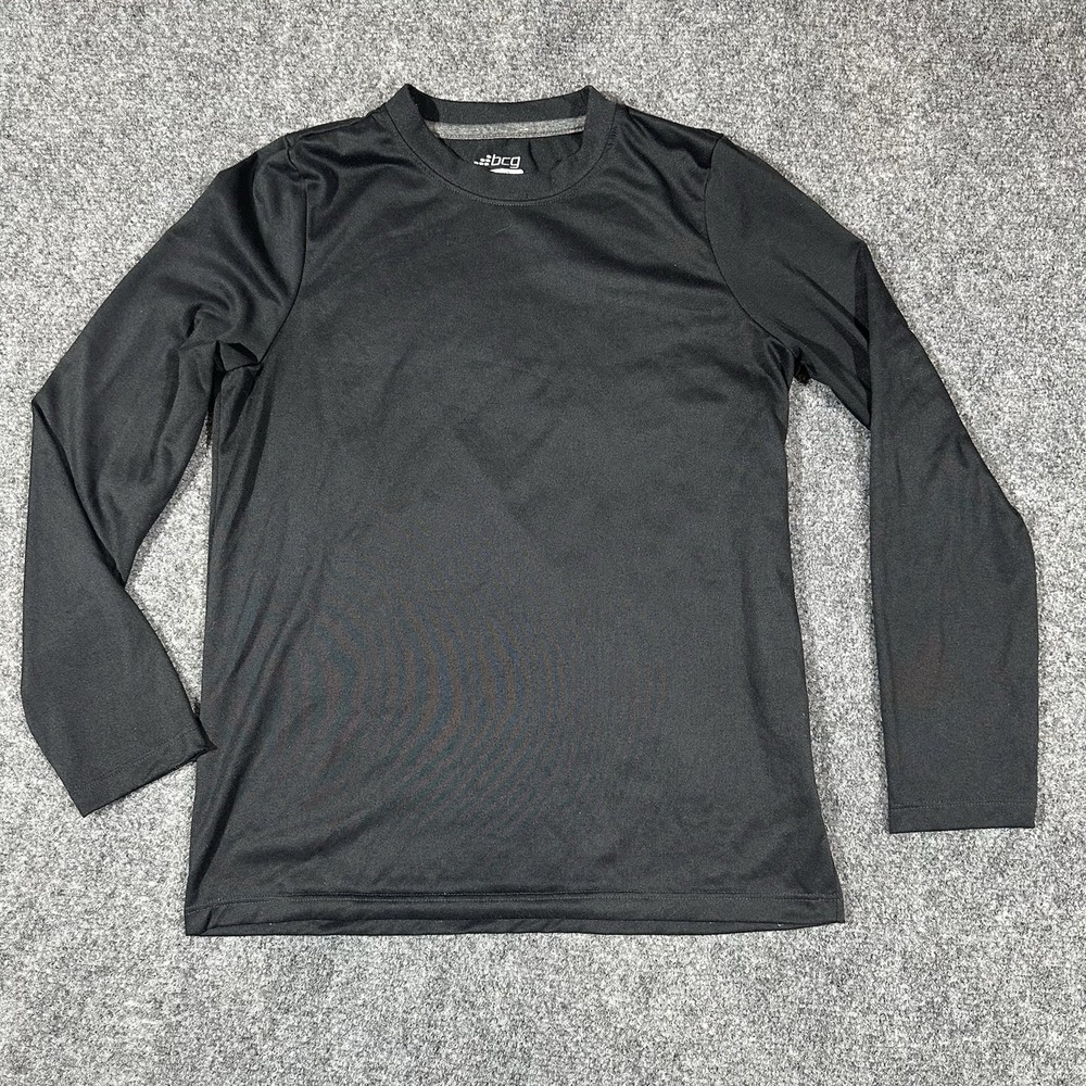BCG Top Boys L Black Long Sleeve Tee T-Shirt Casual Active‎